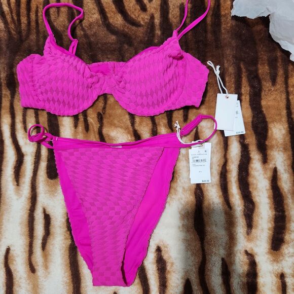 Good American Swimwear 2 Pcs Bikini Set Size 6 (3X) Pink Swimsuit - Picture 1 of 12